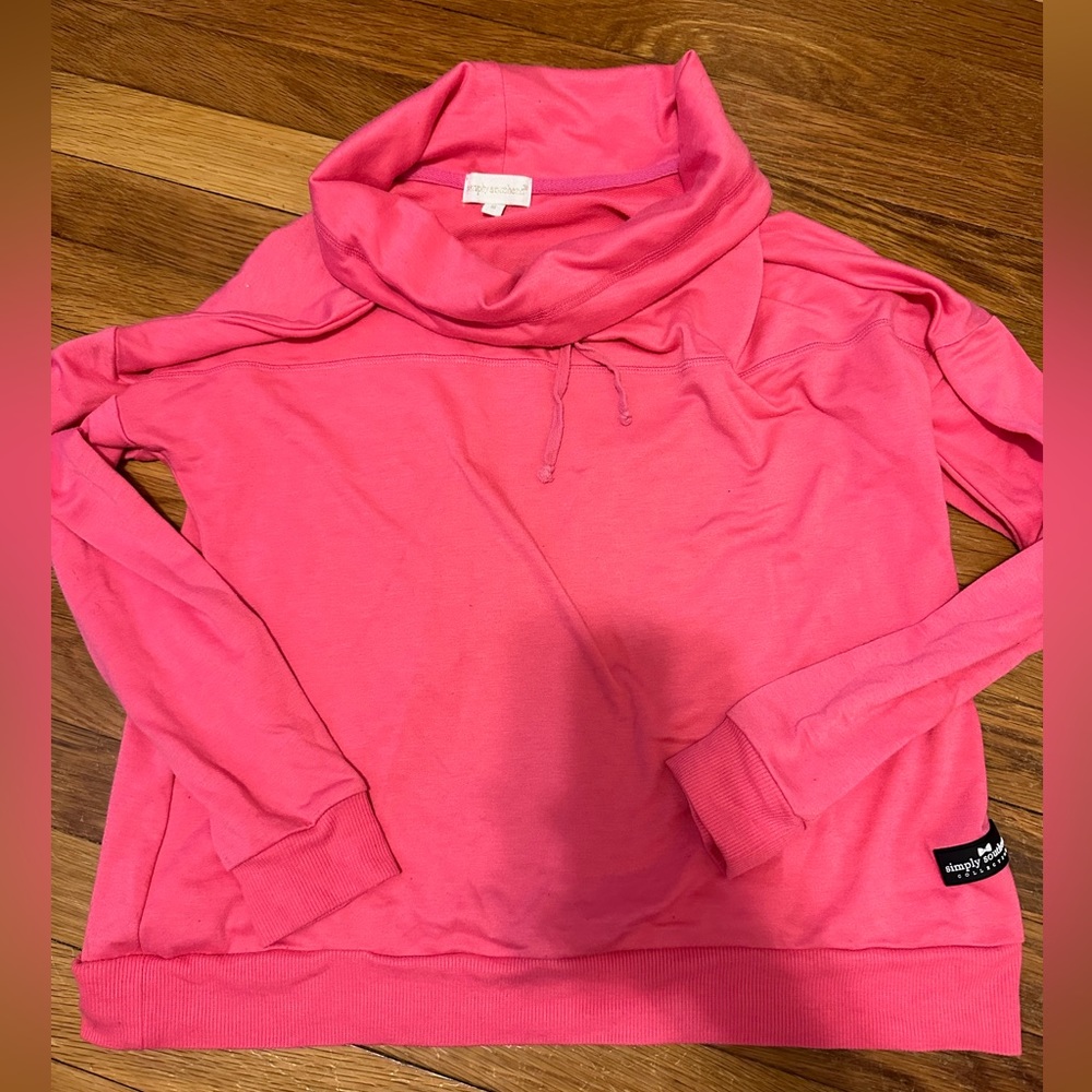 Pink simply southern “southern mess” cowl neck light sweatshirt long sleeve shir
